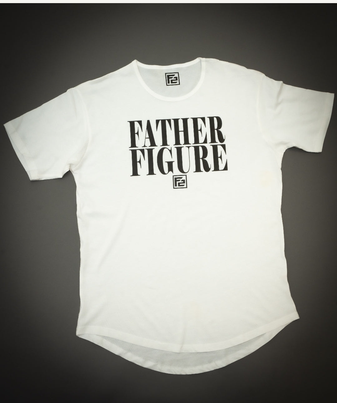 Stylish F2 "Classic" Essential tee in soft cotton with a trendy drop tail, round bottom design for everyday comfort.