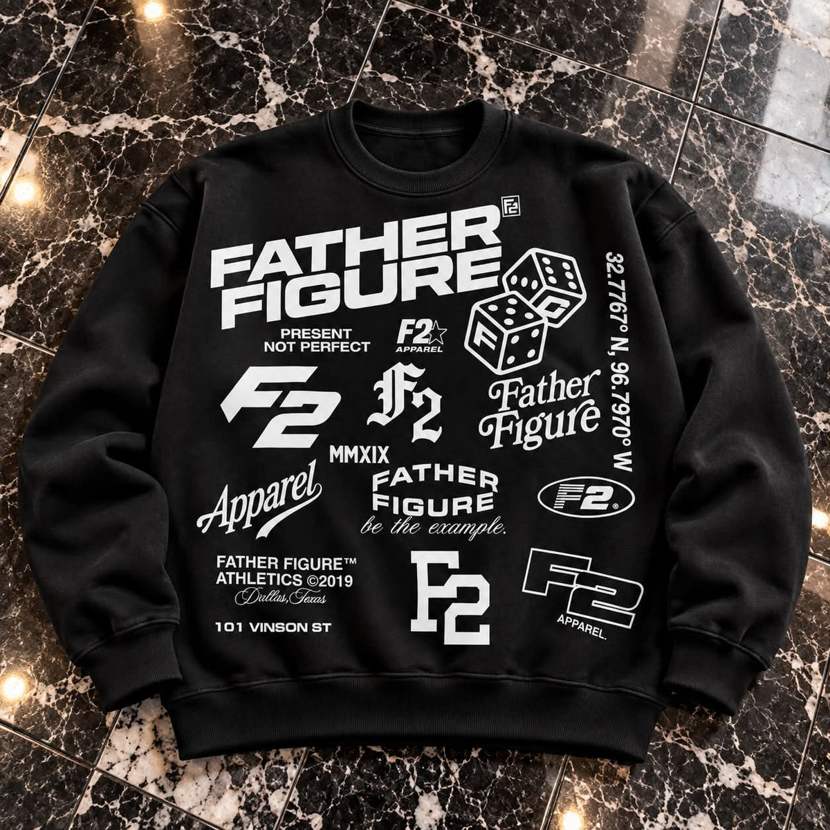 Father Figure All-Over Graphic Crewneck