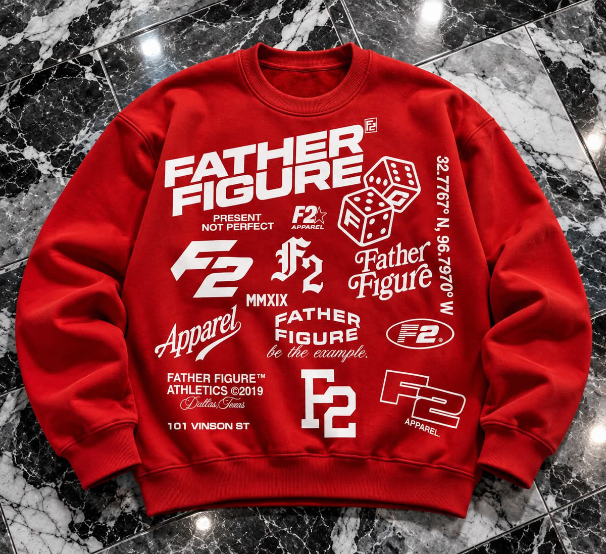 Father Figure All-Over Graphic Crewneck