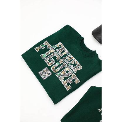 Father Figure Forest Green Crew Sweatshirt & Flared Sweatpants Set