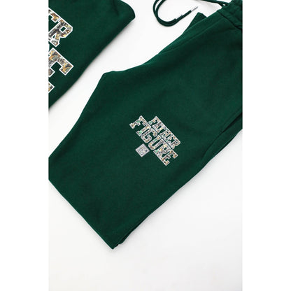 Father Figure Forest Green Crew Sweatshirt & Flared Sweatpants Set