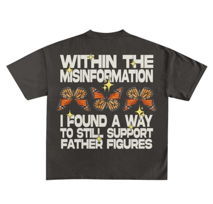 Bold Father Figure Supporters Club hoodie and tee with striking butterfly graphics and inspiring text in black or pink.