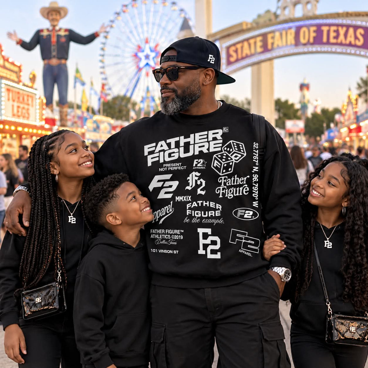 Father Figure All-Over Graphic Crewneck