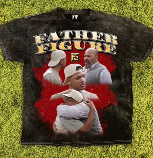 Dark grey vintage-washed F2 "Vintage" tee with a retro Father Figures design, showcasing a soft, worn-in look.