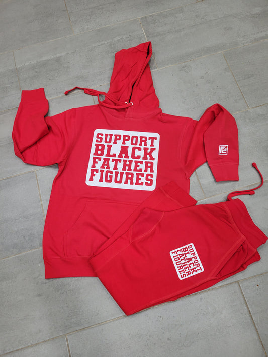 Vibrant red and white jogger set from the Fall/Winter F2 "SBF2" collection, featuring a stylish and cozy design.