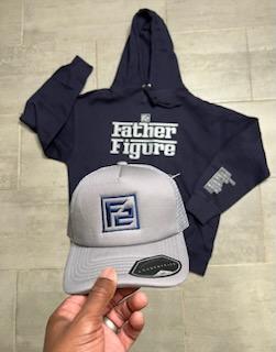 Cozy navy and grey cotton hoodie paired with a stylish grey and navy snapback trucker hat from the Georgetown Pack.